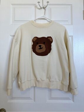 Ambler Boucle Teddy Bear Brushed Crewneck in Ivory Size S